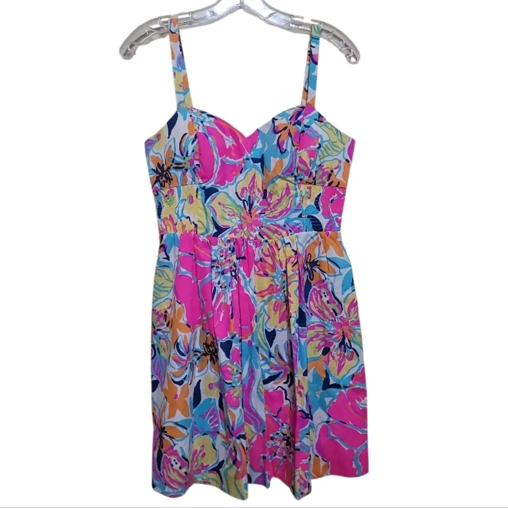 Lilly Pulitzer Christine Coral Reef Im So Jelly Fit & Flare Dress Size 10
