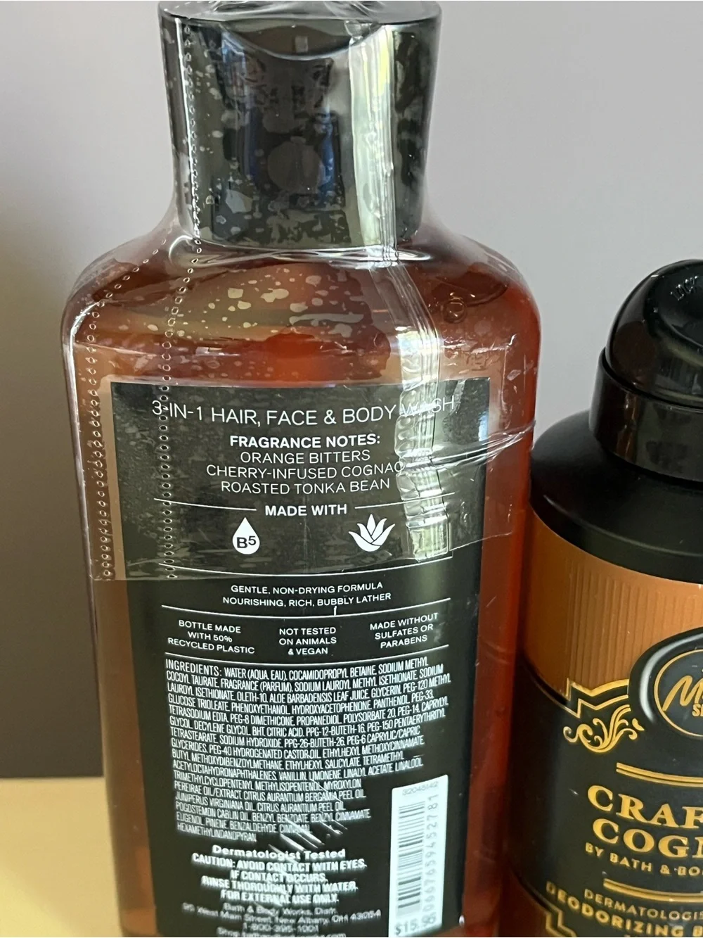 Men’s Bath & Body Works Crafted Cognac Body Spray & 3 in 1 Hair, Face & Body Was