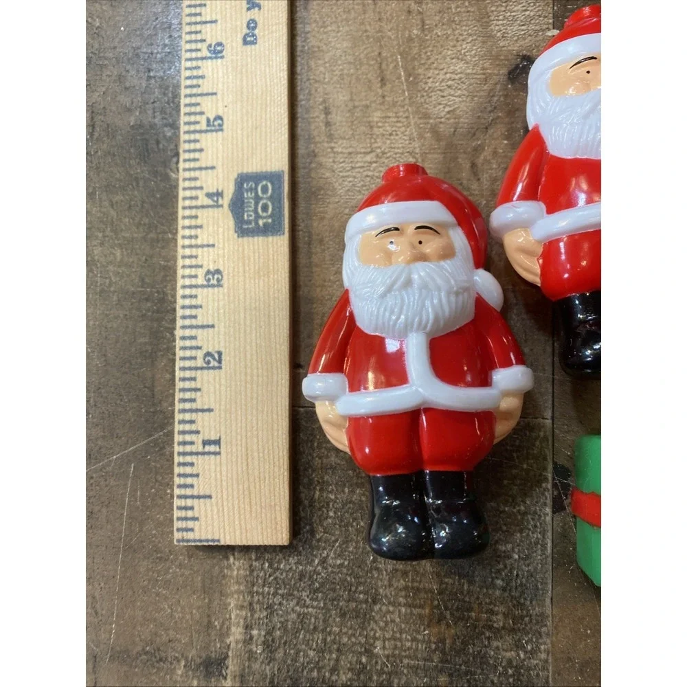 4 Blow Mold Santa Claus & 2 Gift String Light Bulb Covers Christmas ~ Parts Only