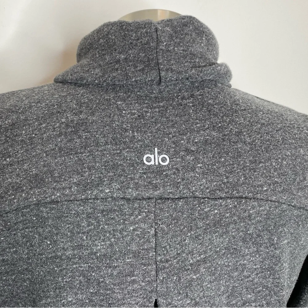 ALO Yoga Haze Grey Charcoal Funnel Neck Sweatshirt