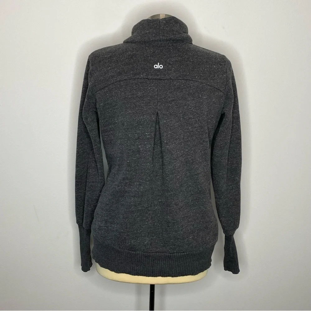 ALO Yoga Haze Grey Charcoal Funnel Neck Sweatshirt