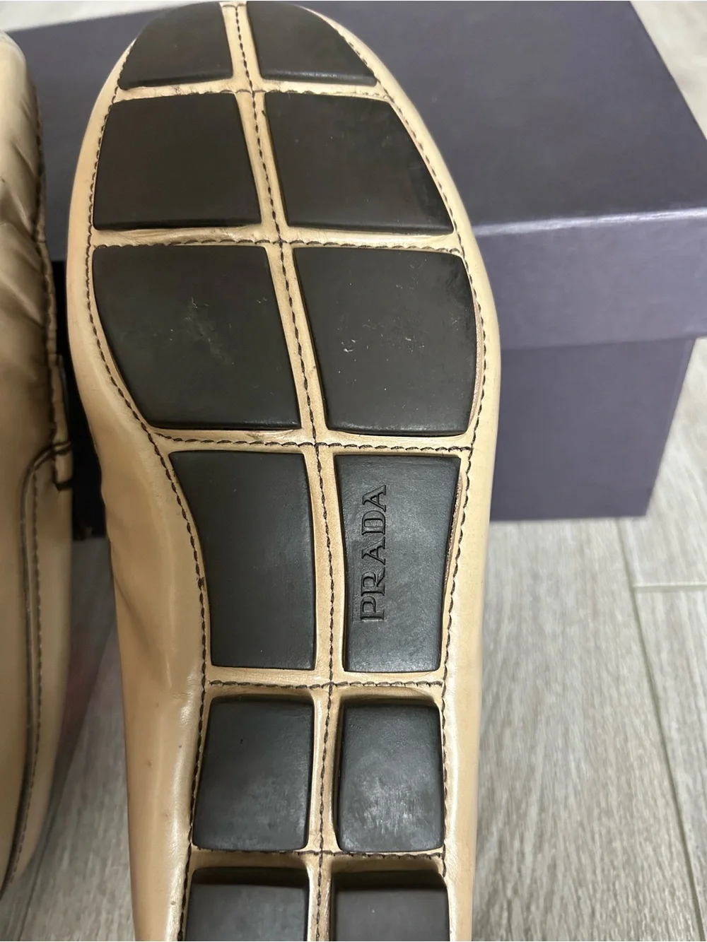 Rare PRADA Men’s Beige Brown Python-Trim Leather Loafers