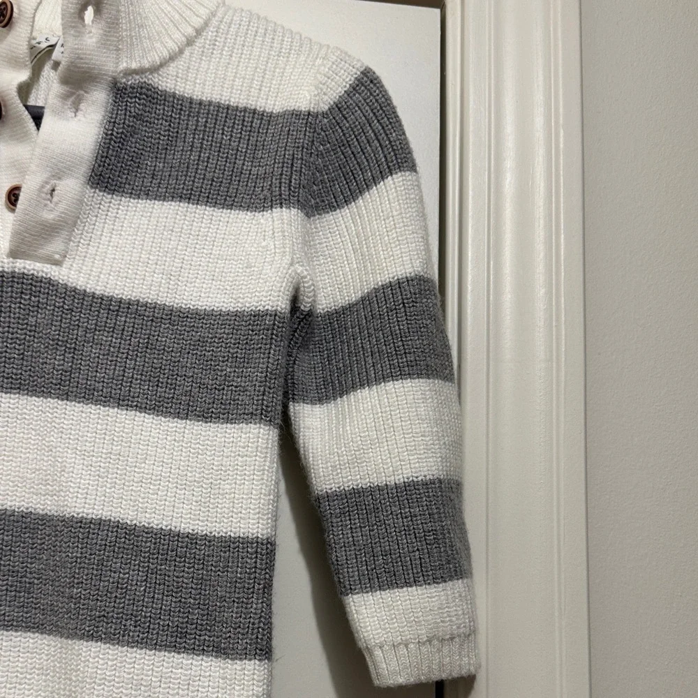 Janie and Jack Gray and White Striped Footie