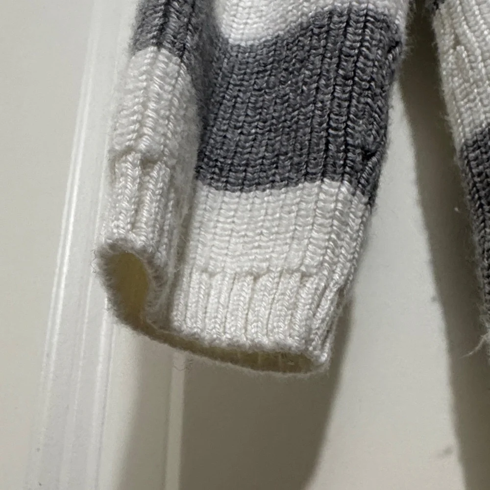 Janie and Jack Gray and White Striped Footie