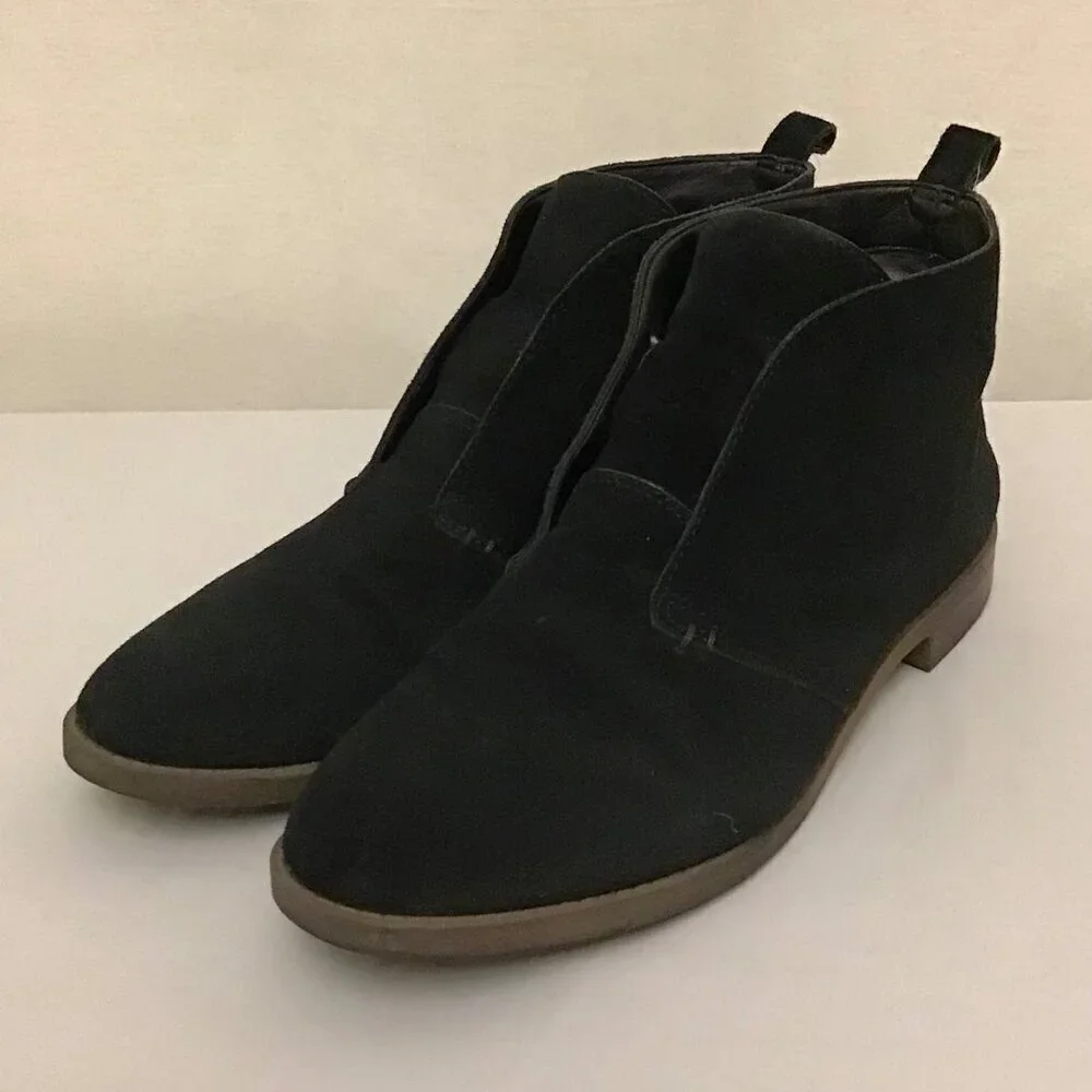 Franco Sarto 11 Men’s Suede Leather Ankle Boots Black Slip On Shoes
