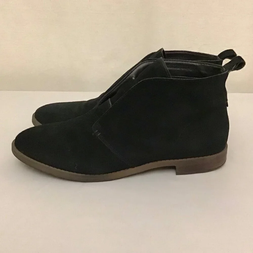 Franco Sarto 11 Men’s Suede Leather Ankle Boots Black Slip On Shoes