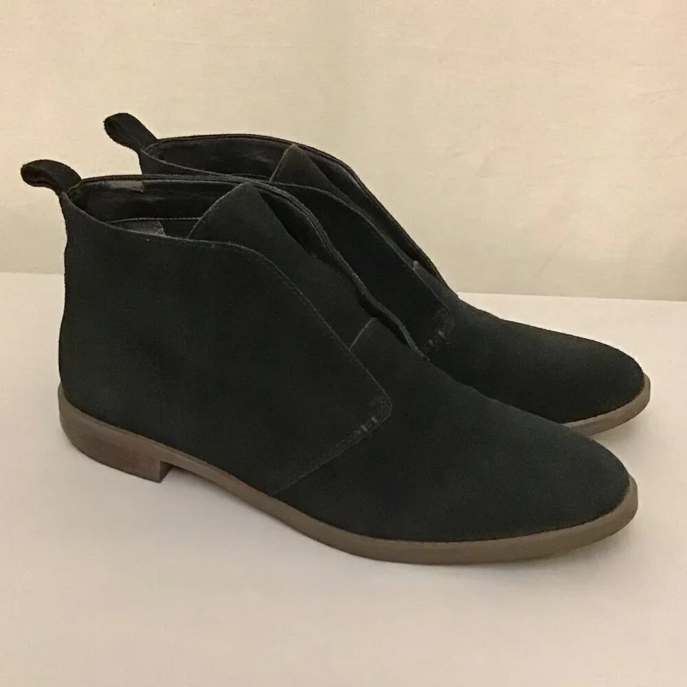 Franco Sarto 11 Men’s Suede Leather Ankle Boots Black Slip On Shoes