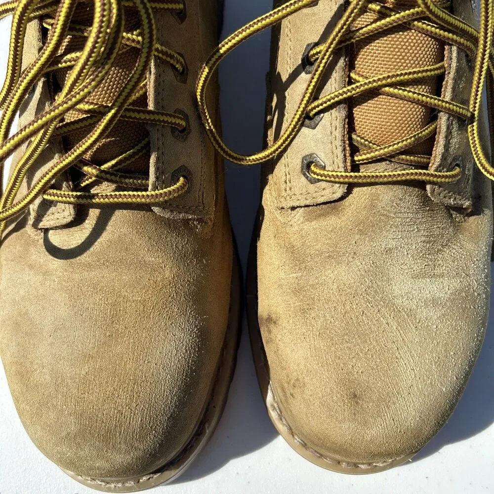 Dickies Work Boots Mens 11 W Tan Brown Steel Toe Suede Oil Resistant Lace Up