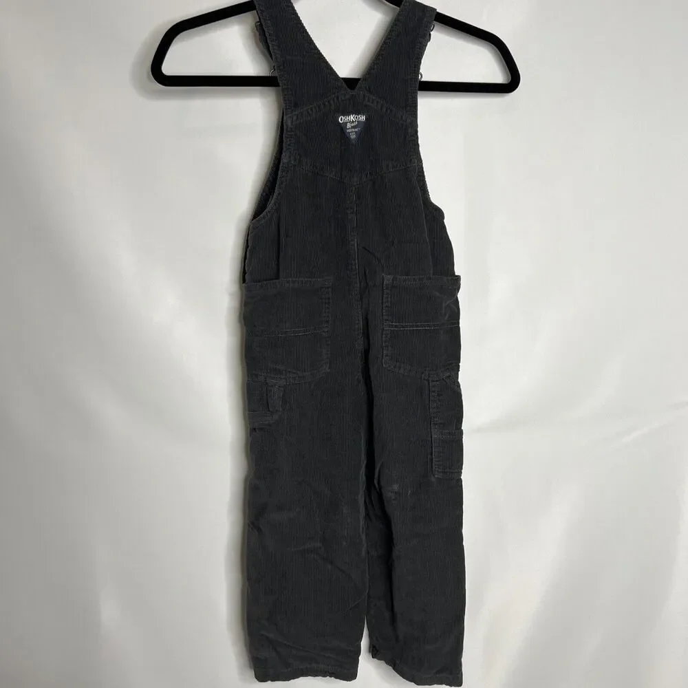 Boy OshKosh B'gosh® Size 4T Gray Jersey Lined Corduroy Overalls