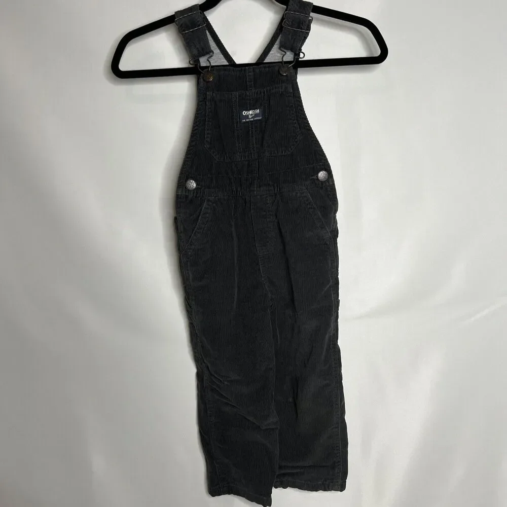 Boy OshKosh B'gosh® Size 4T Gray Jersey Lined Corduroy Overalls
