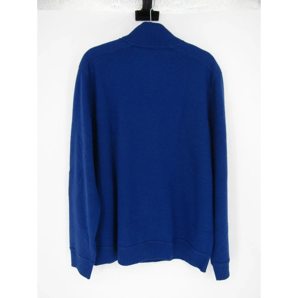 Banana Republic Quarter Zip Sweater Mens XL Blue 100% Wool Old Money Preppy Fall