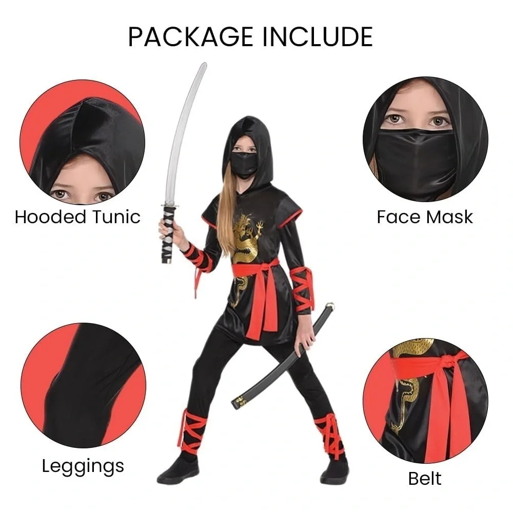 DRAGON NINJA COSTUME FOR KIDS - Black and Red