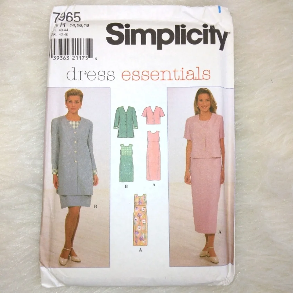 Simplicity 7965 Dress essentials Dress & Jacket with variations Size 14-16-18