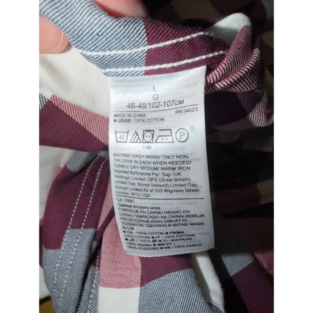 Banana Republic Luxe Flannel Shirt Mens Large Slim Fit Burgundy Plaid Buffalo
