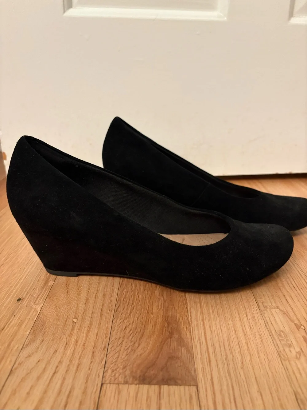 Clarks black suede