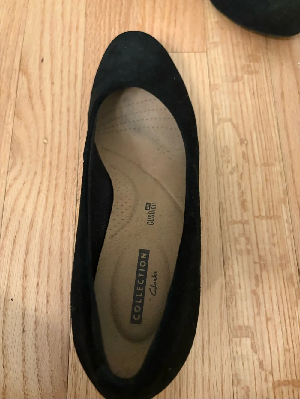 Clarks black suede