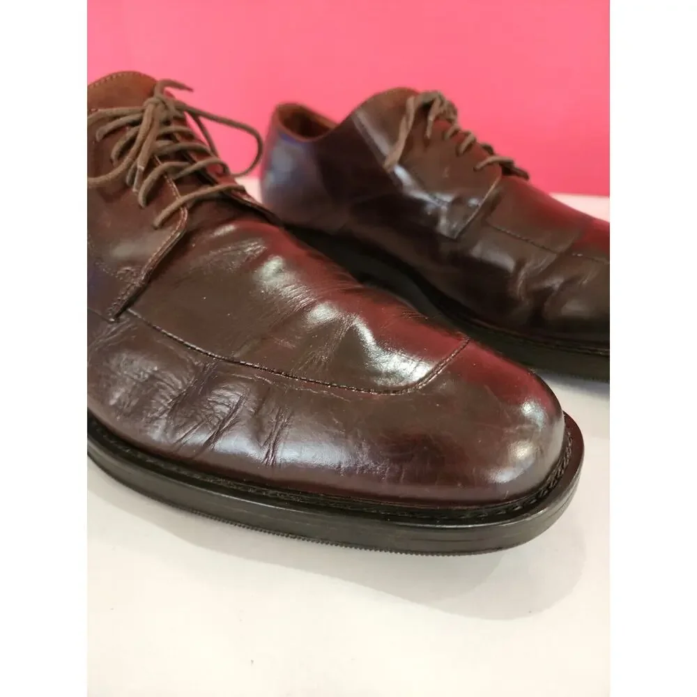 Johnston And Murphy Men's 10 M Handcrafted Italy Leather Oxford brown Shoes