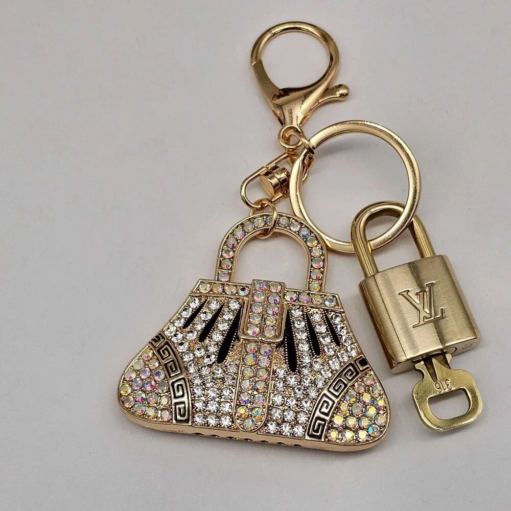 Authentic LV Gold Padlock & Key 🔑 Bag Charm / Unbranded Bag Keychain Combo