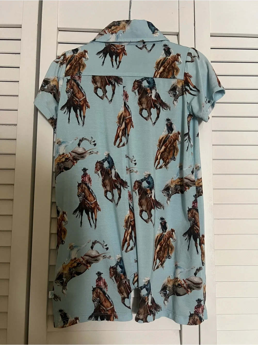 Posh Peanut Light Blue Western Rodeo Button-Front Shirt