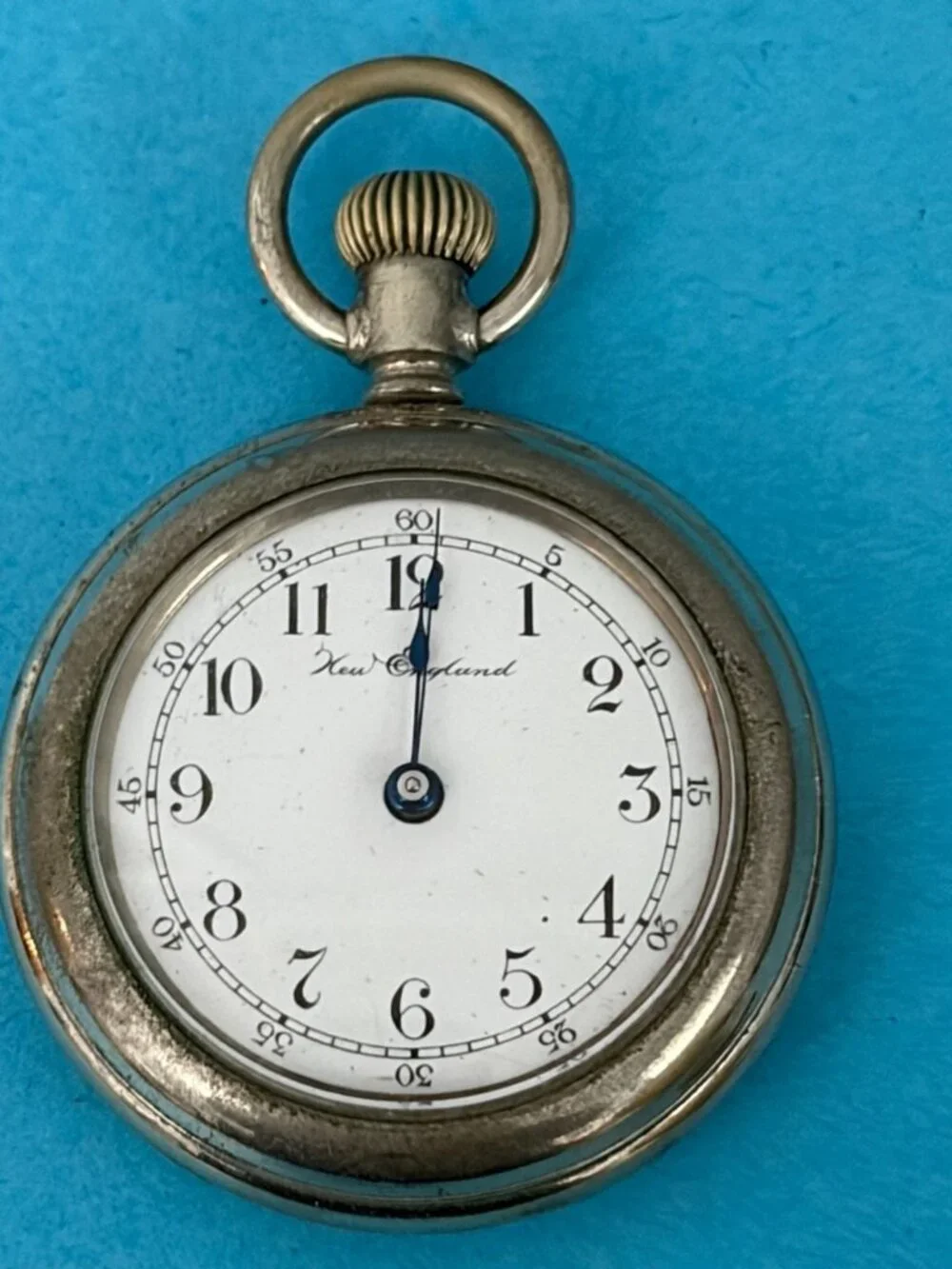 Antique New England Pocket Watch Silver Tone Case 4 parts / repair
