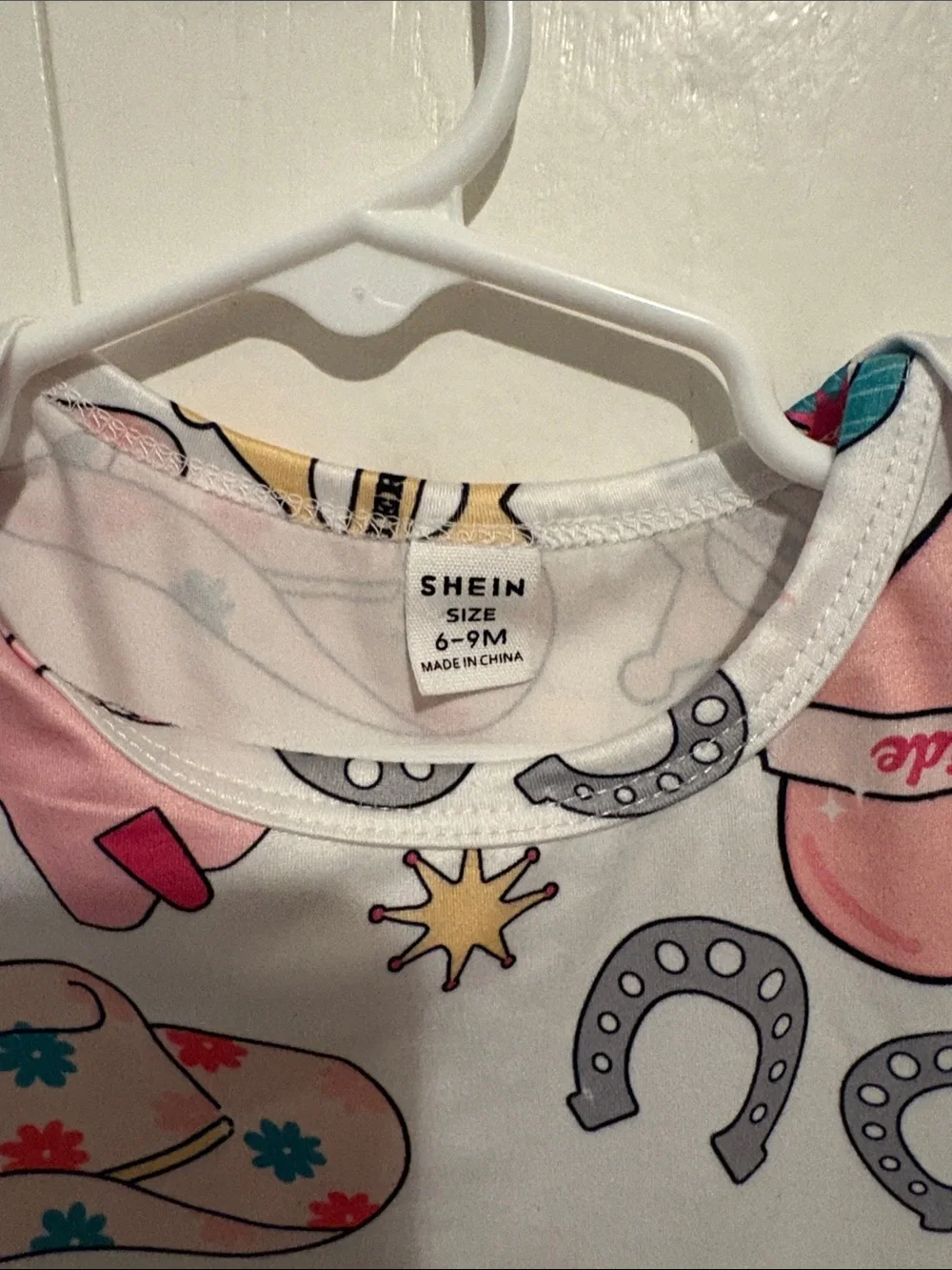 Shein Kids White Western Print One-Piece Romper