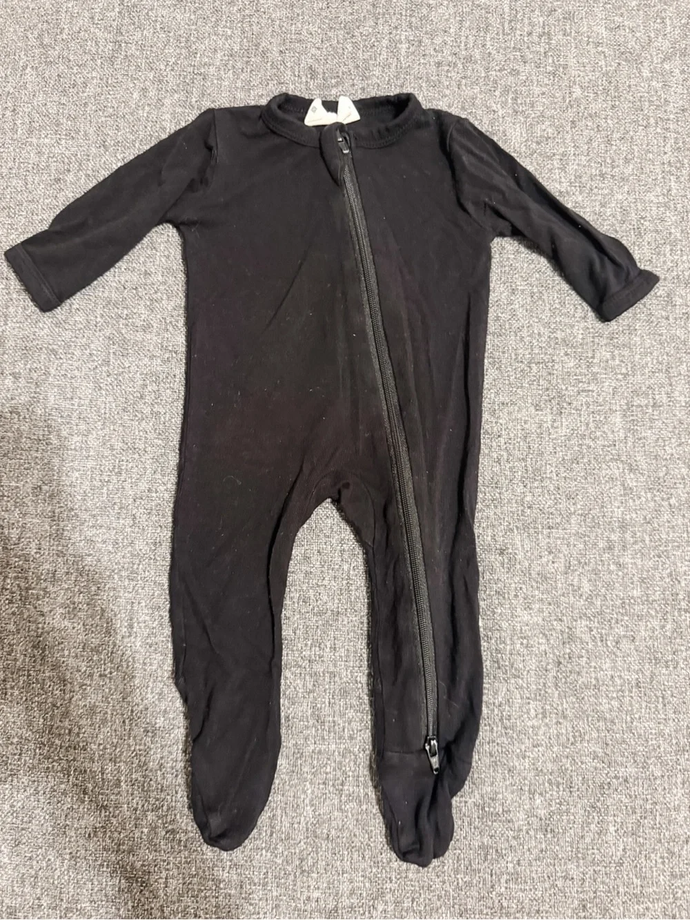 Kyte BABY Black Zip-Front Footed One-Piece