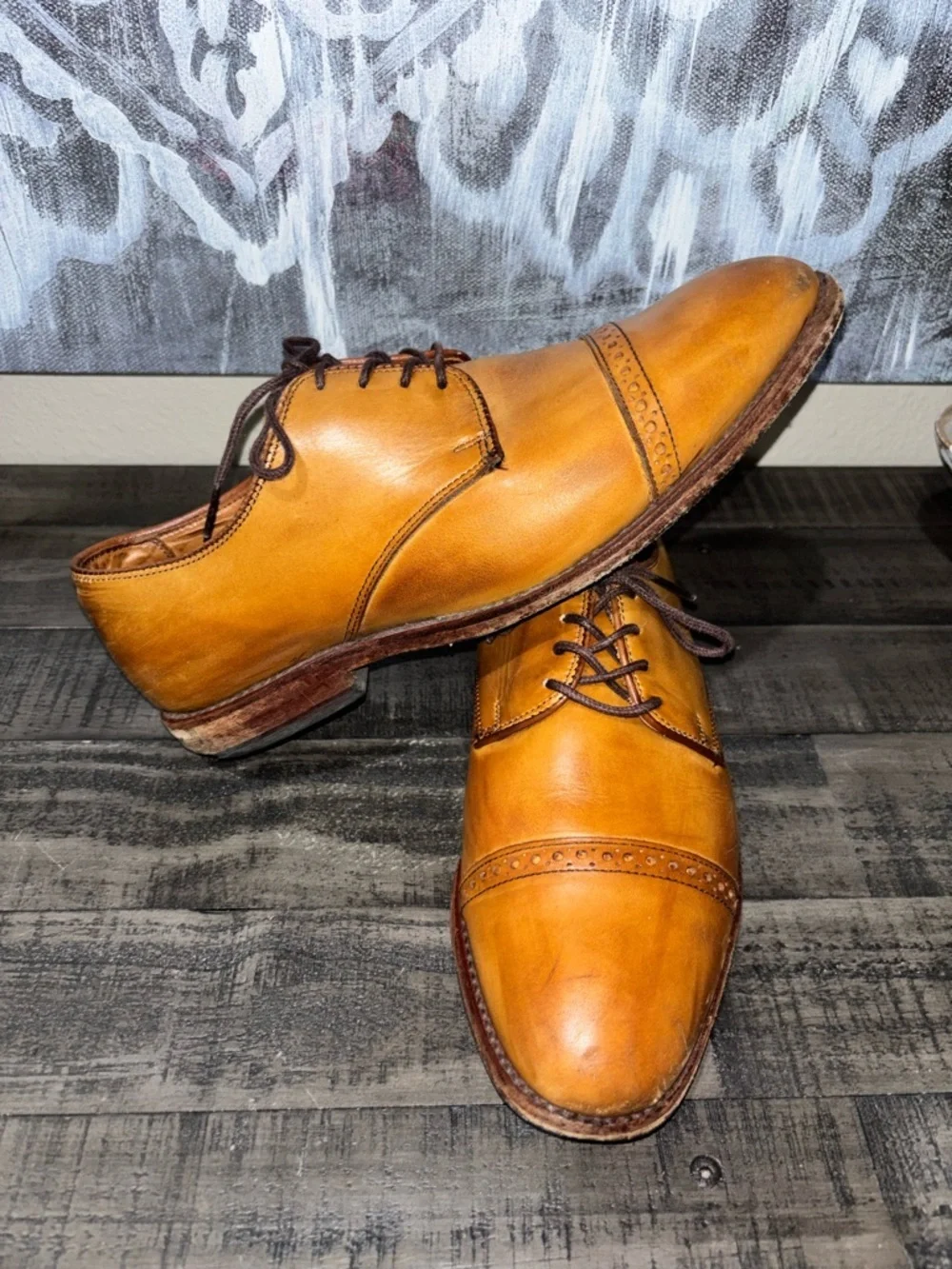 Allen Edmonds Clifton walnut brown leather cap toe Oxfords SZ8​​