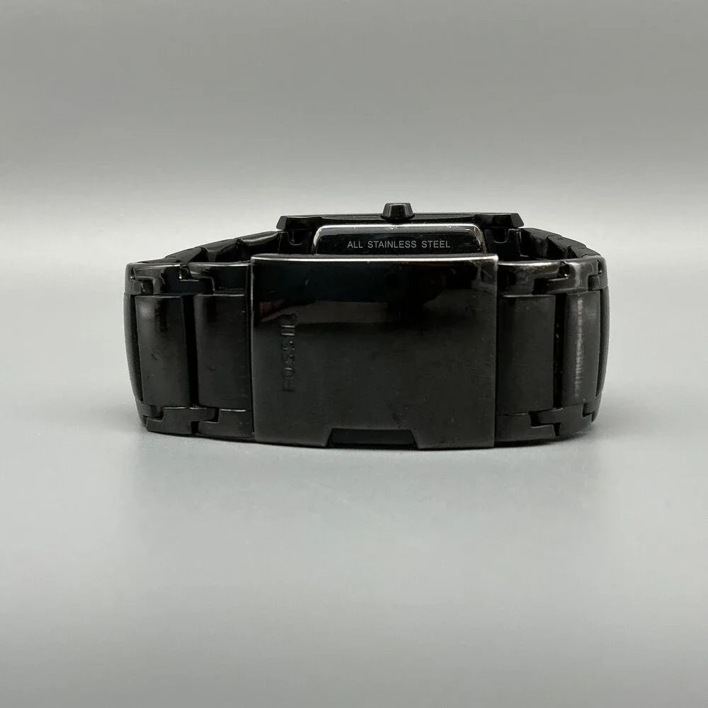 Fossil FS4159 Mens Watch 35mm Black Stainless Bracelet New Battery 6.5