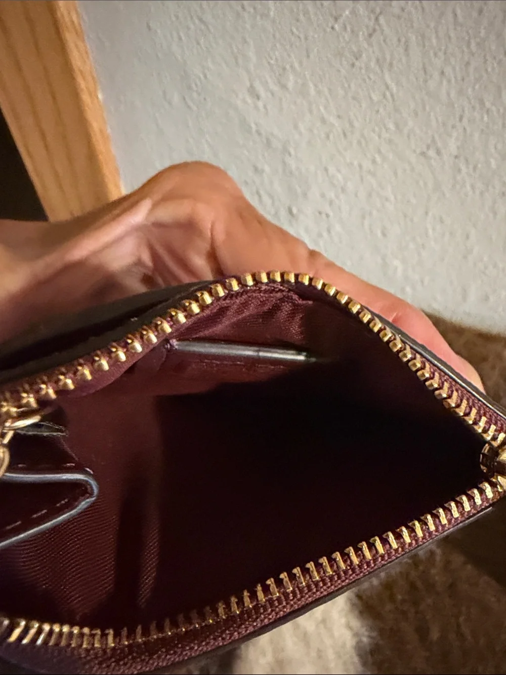 Coach Glitter Zip Card Case in Sparkling Red