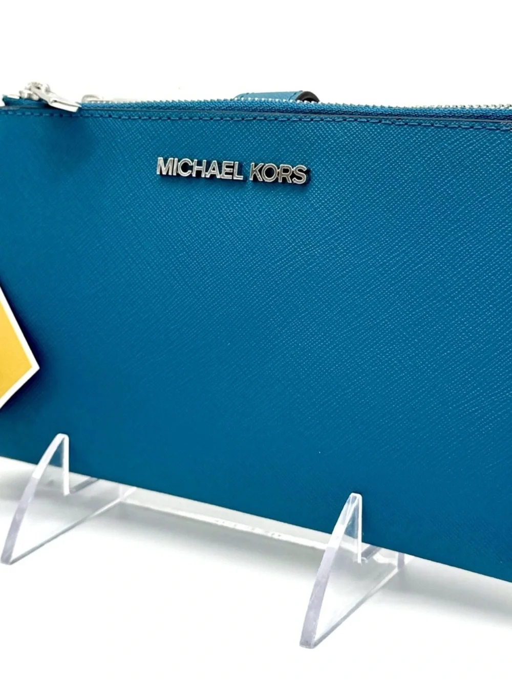 Michael Kors Teal Saffiano Zip Wristlet Wallet