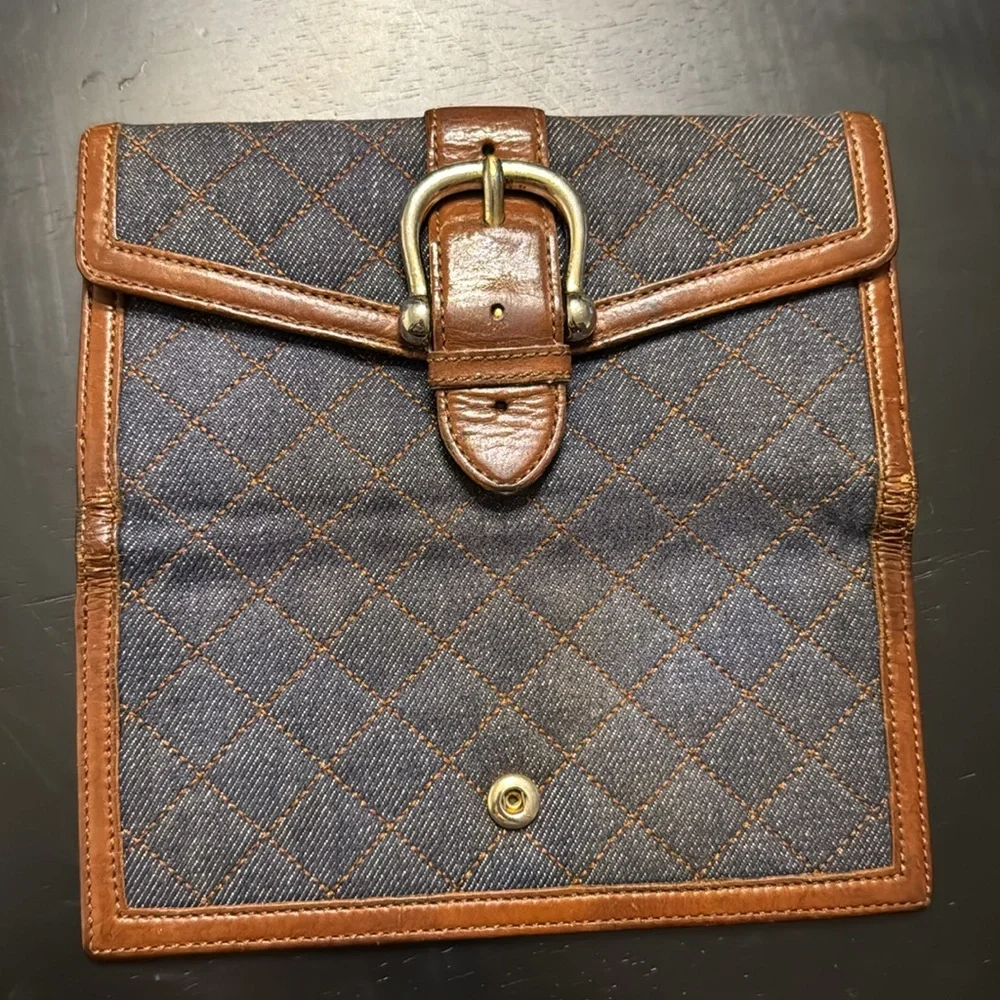 Burberry Quilted Denim And Leather Wallet