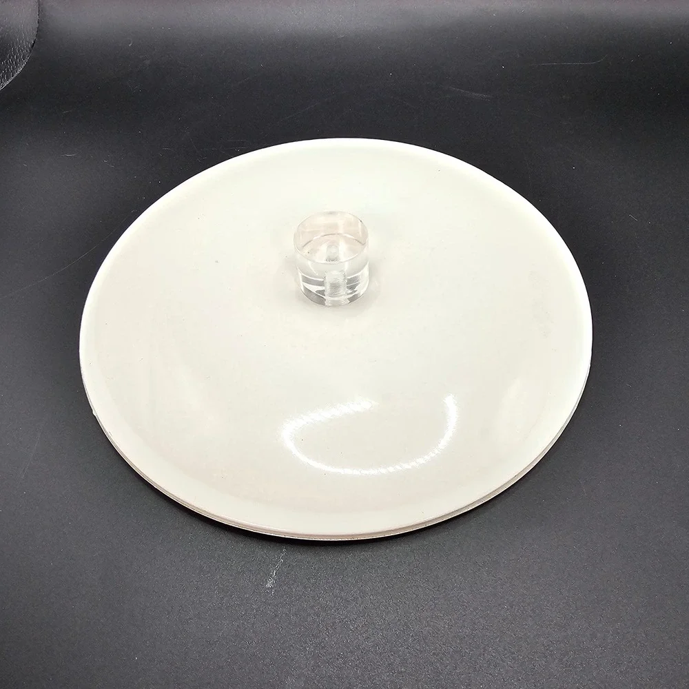 Vintage 1960s Ice Bucket White‎ Enamel Floral Lucite Handle MCM Barware