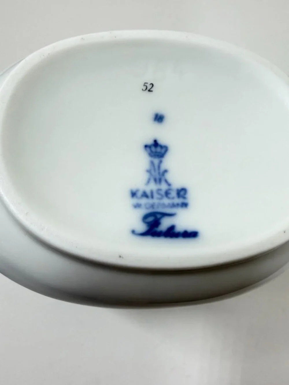 VTG AK KAISER 7in Futura Vase K. Noosek W Germany Porcelain Blue White Gold MCM
