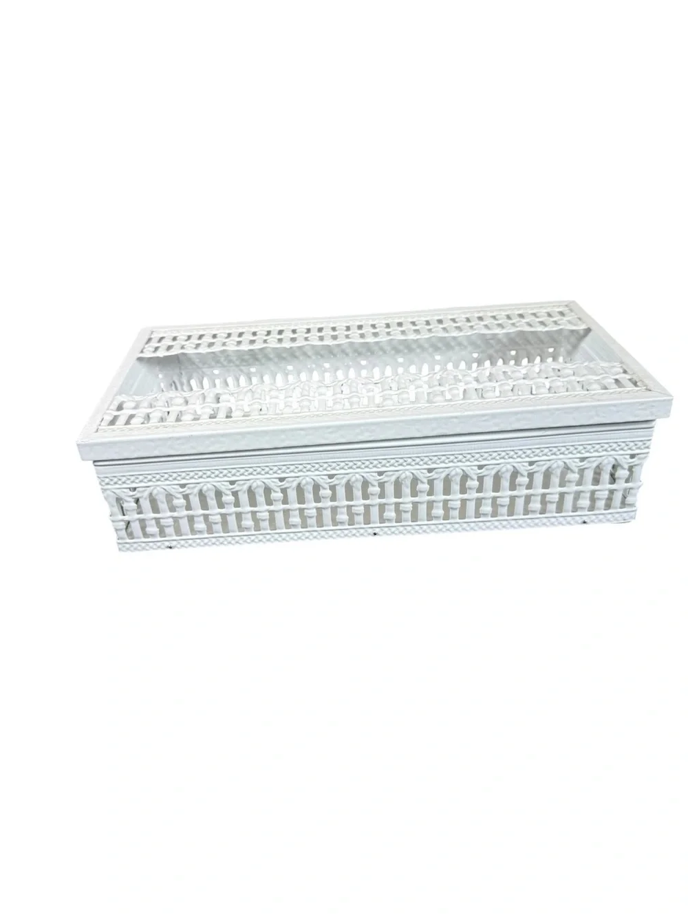 White Metal Tissue Box Cover