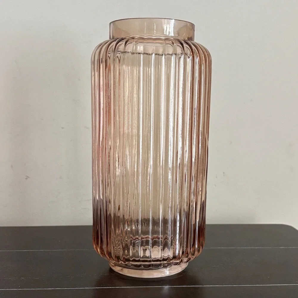 Better Homes & Gardens Pink Glass Vase | Ribbed 10