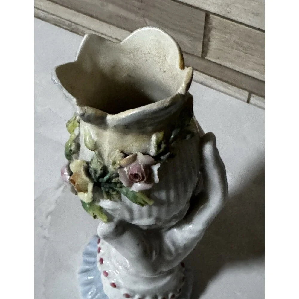Antique Dresden-style porcelain hand-shaped figural vase
