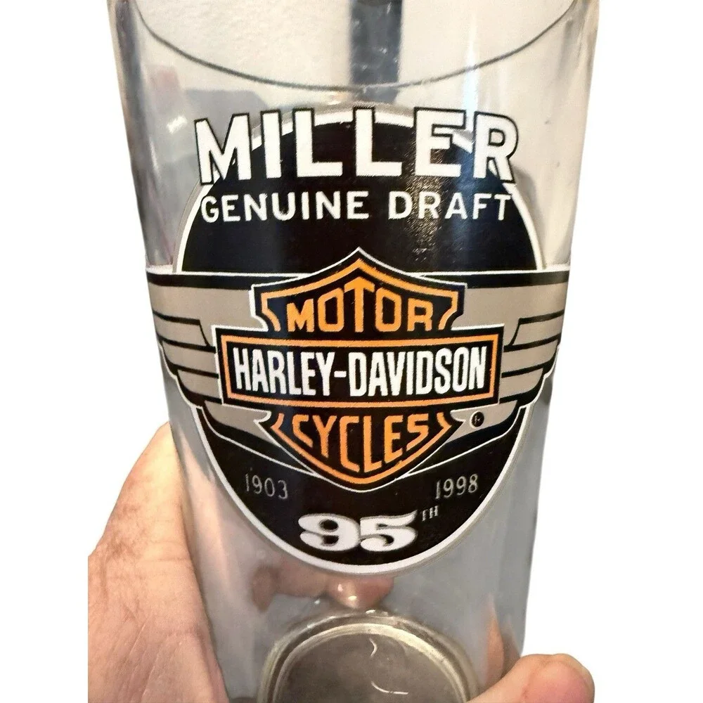 Harley-Davidson Motorcycles Miller Genuine Draft Beer Pint Glass 95TH Anniv