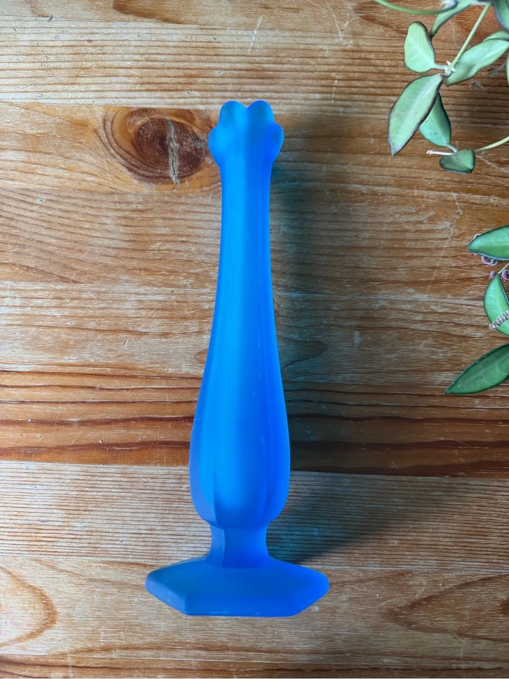 Vintage Blue Glass Swung Bud Vase
