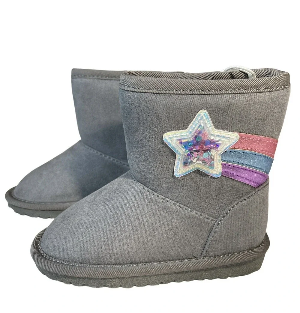 The Children’s Place Toddler Girls Shakey Star Faux Suede Boots Grey Size 5 NWT!