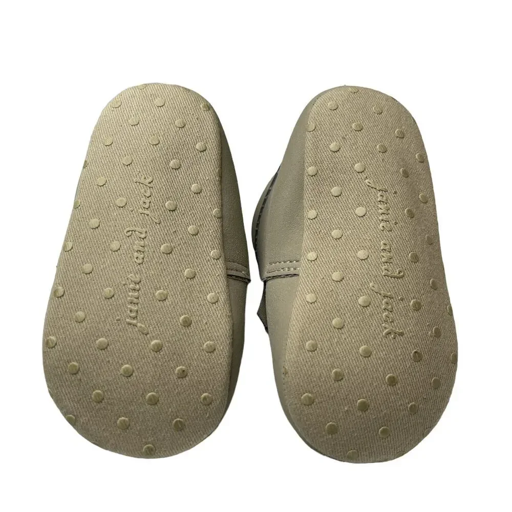 Janie and Jack Baby 12-18 Months Tan Slip-On Moccasins Crib Shoes Soft Soles NEW