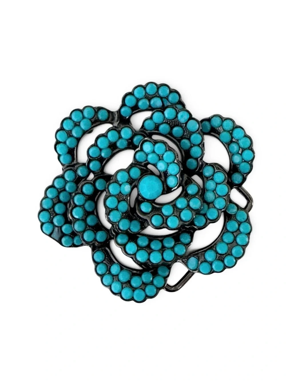 Camellia Floral Beaded Brooch Metal Belt Buckle