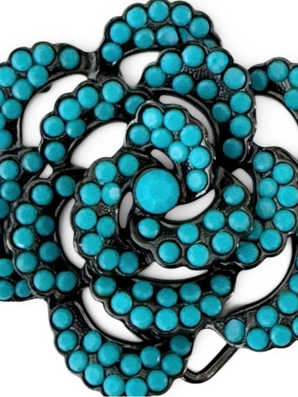 Camellia Floral Beaded Brooch Metal Belt Buckle