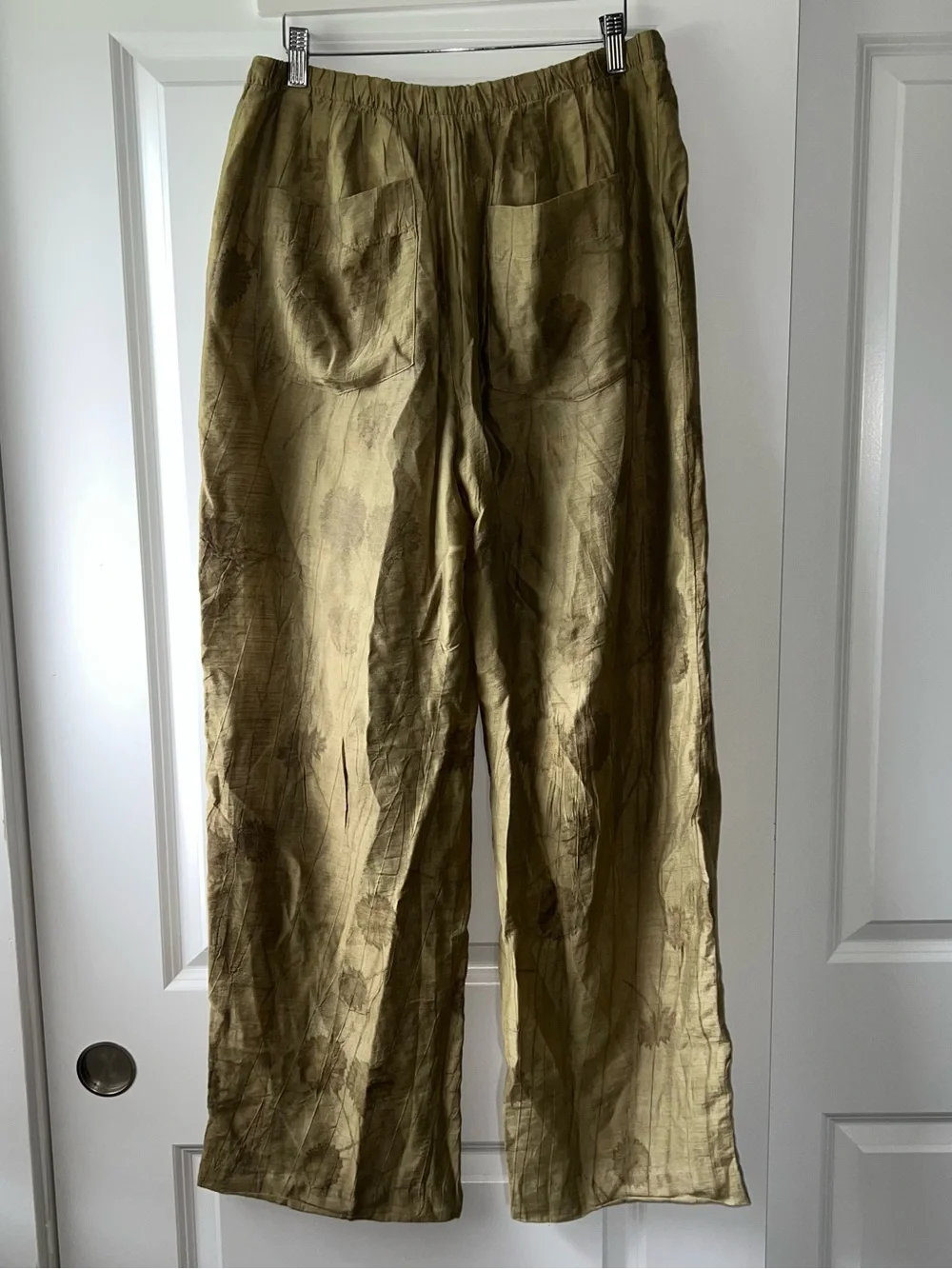 Zara Jacquard Floral Wide Leg Linen Pants