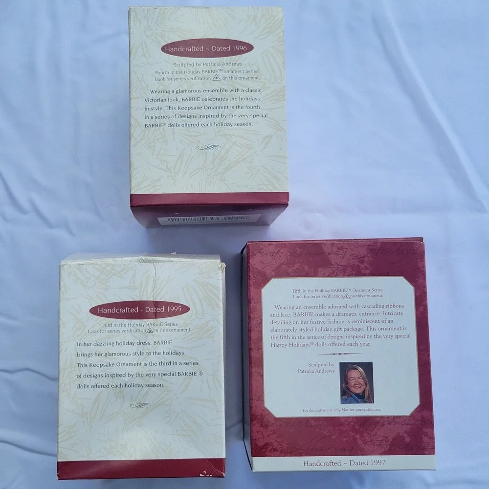 Hallmark Keepsake Holiday Barbie Ornaments w/ boxes Lot 95 96 97 Collector Items