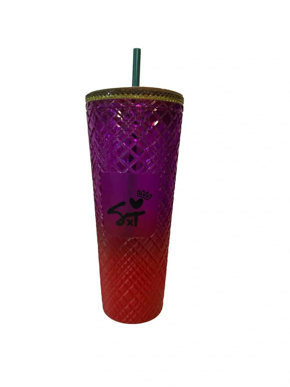 Brand New Shea Anthony x Starbucks tumbler with diamond pattern and straw