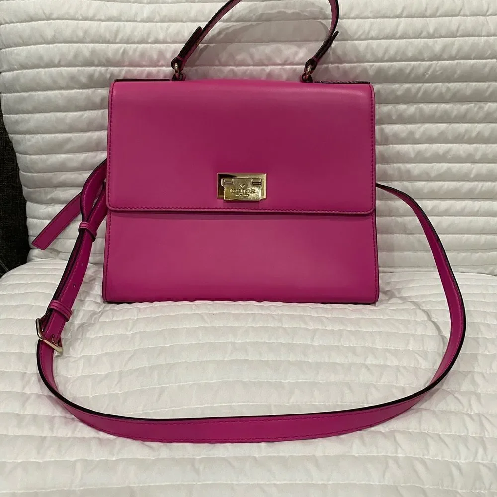 kate spade Hot Pink Leather Top-Handle Hobo Bag