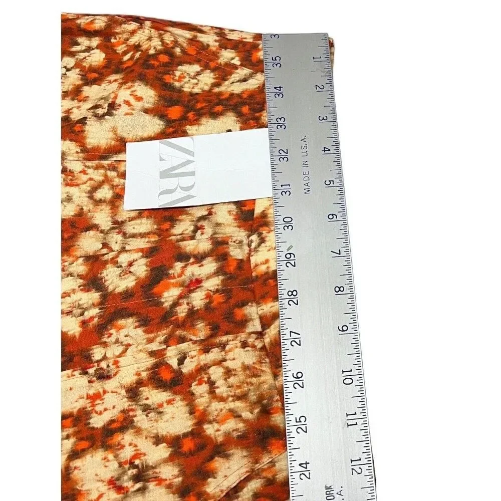 Zara‎ Floral Wide Leg High Rise Boho Linen Blend Pants