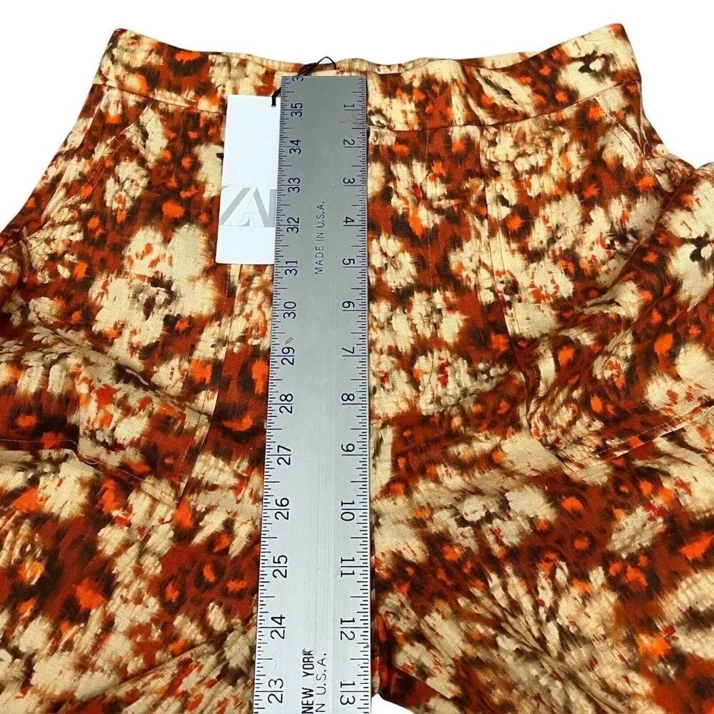 Zara‎ Floral Wide Leg High Rise Boho Linen Blend Pants