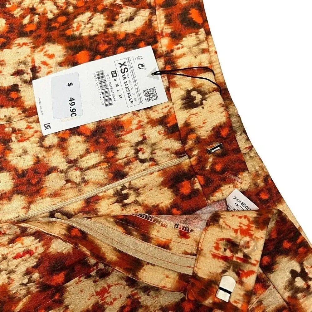 Zara‎ Floral Wide Leg High Rise Boho Linen Blend Pants