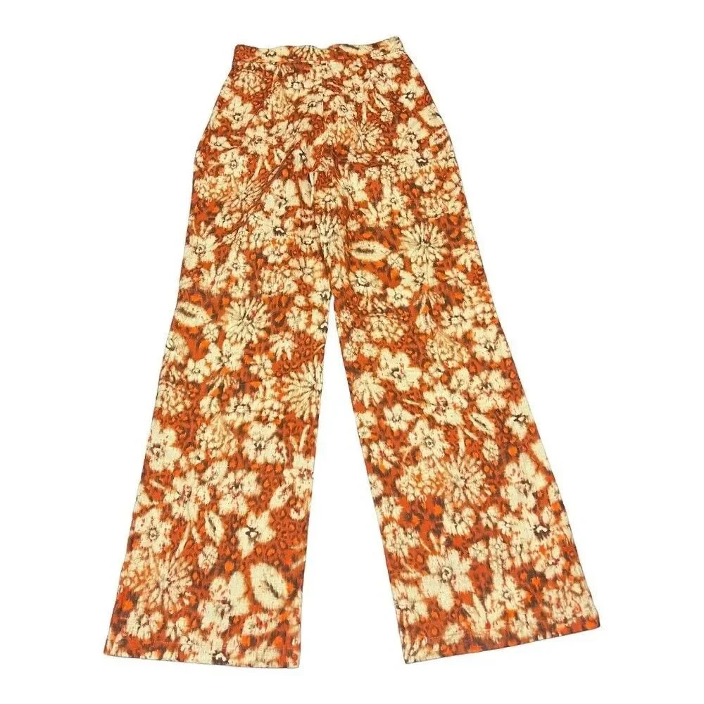Zara‎ Floral Wide Leg High Rise Boho Linen Blend Pants